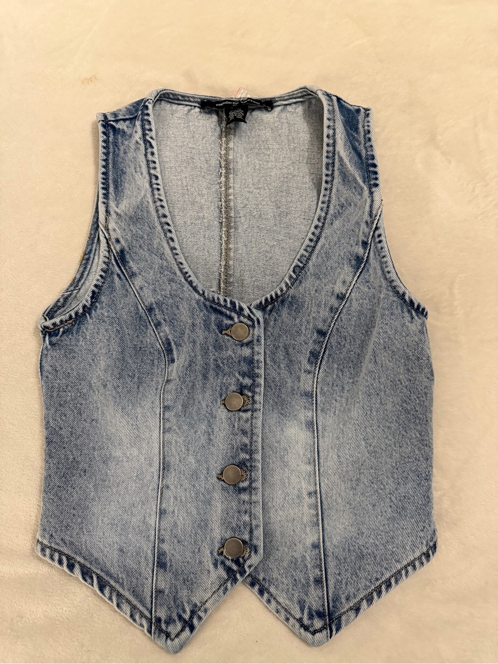 French Connection Light Blue Denim Button Vest
